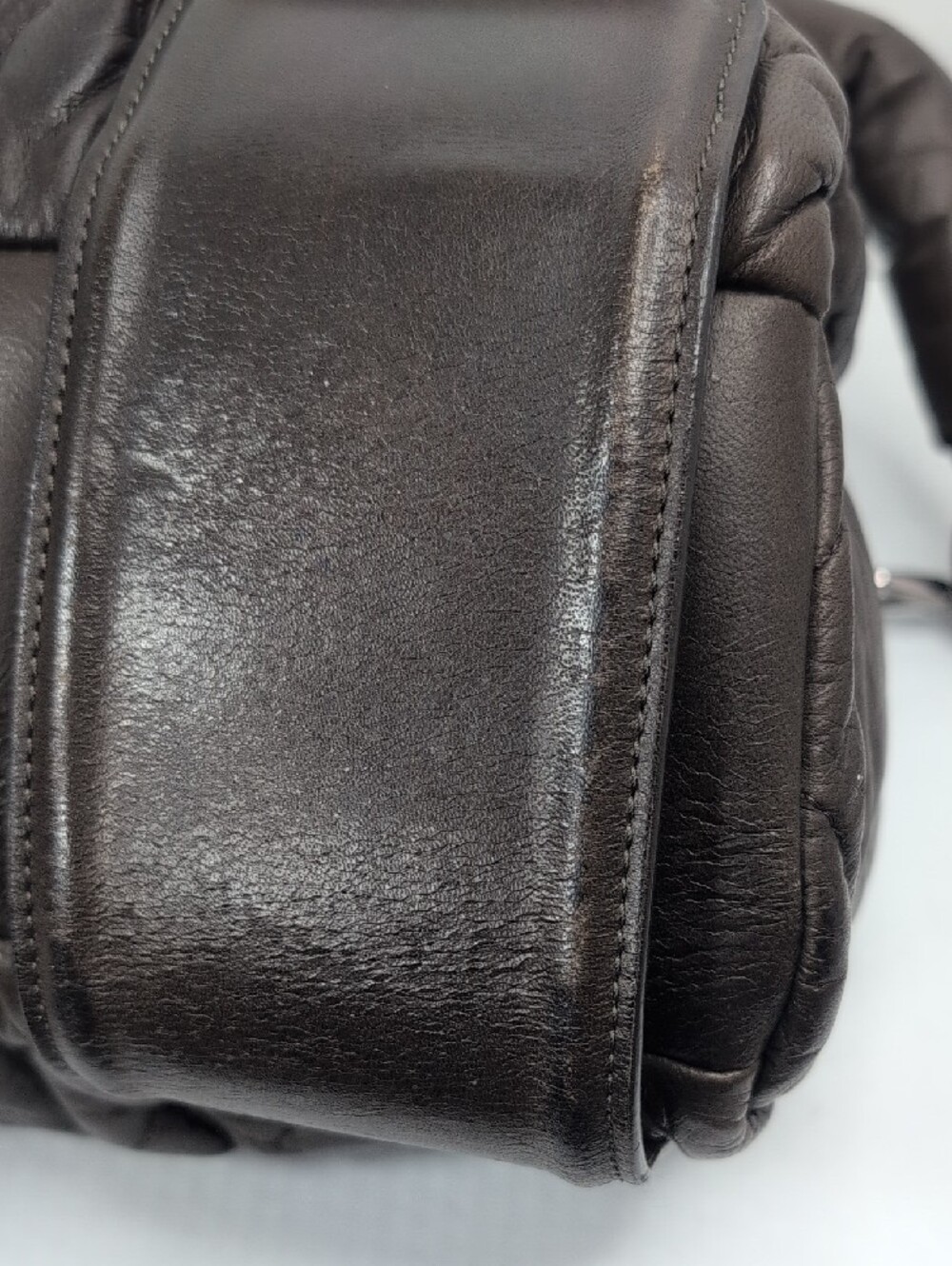 Moncler Brown Quiled Leather Top-Handle Bag - Picture 7 of 15